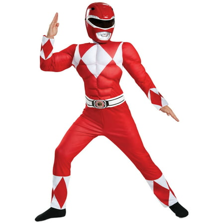 Kids Power Rangers Red Ranger Muscle Halloween Costume M (7-8)
