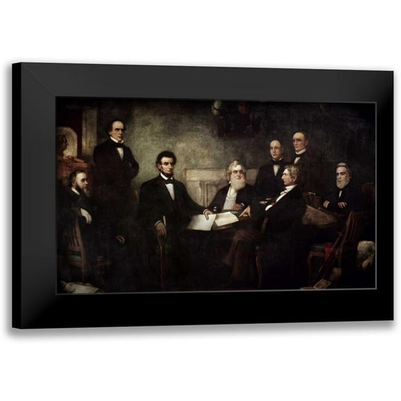 Carpenter, Francis Bicknell 14x10 Black Modern Framed Museum Art Print Titled - The First Reading of the Emancipation Proclamation