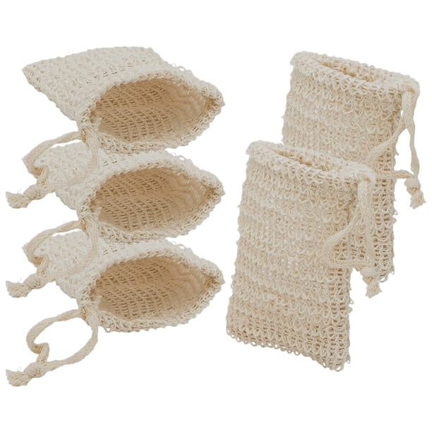 5 piezas de bolsas de almacenamiento de jabón de jabón de jabón de jabón de algodón con bolsas de ahorro de baño con cordón