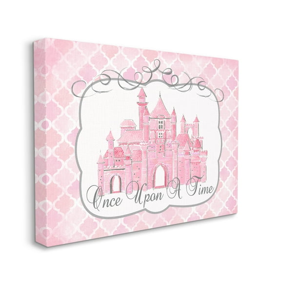 Stupell Industries Once Upon a Time Pink Water Color Castle, 36 x 48,Design by Reesa Qualia