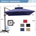 thumbnail image 2 of Crestlive Products 10x13ft Rectangular Patio Cantilever Umbrella, Windproof Double Top, 360-degree rotating, Navy Blue, 2 of 7