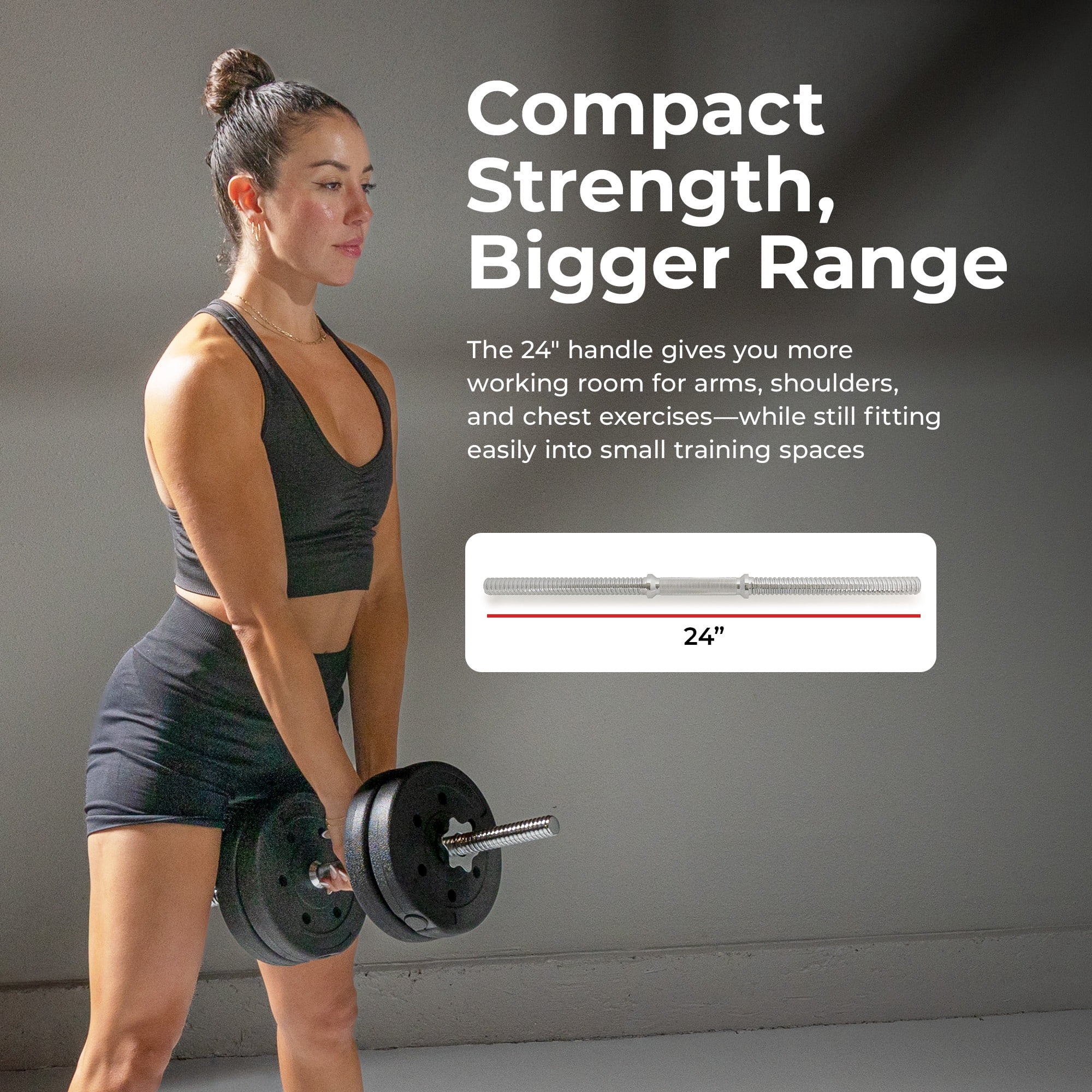 Sunny Health & Fitness Standard 24” Threaded Chrome Dumbbell Bar Set with Star-Lock Collars - SF-SB01-24