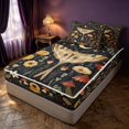 thumbnail image 3 of Homewish Boho Moth Zipper Twin Comforter Sets with Fitted Sheet and 2 Pillowcases, Hippie Flower Mushroom Zipper Bedding Set, Black Reversible, 3 of 7
