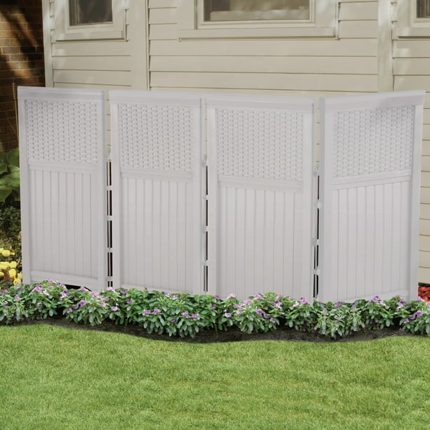 Suncast 4Panel Outdoor Resin Wicker Screen Enclosure, White