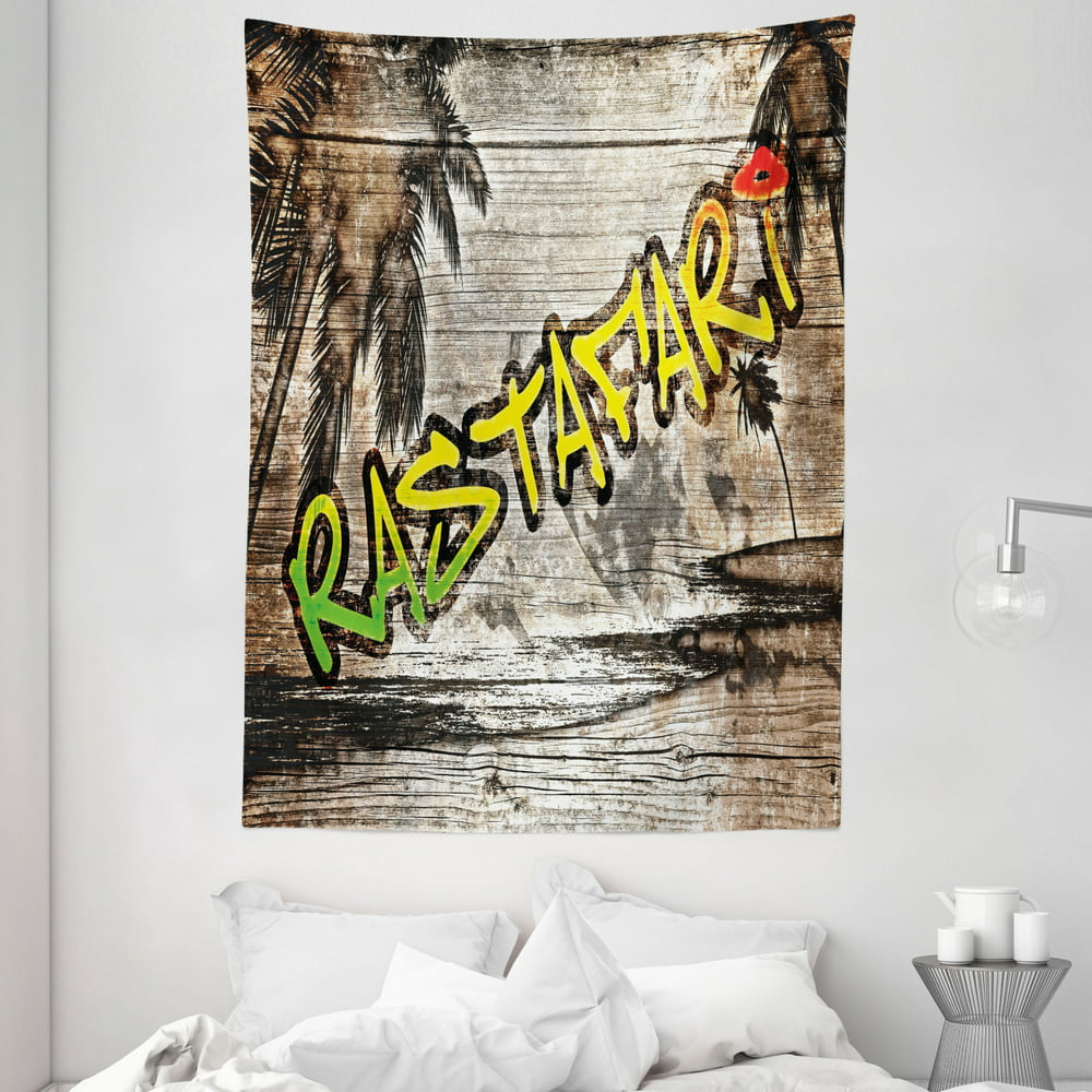 Rasta Tapestry, Jamaican Reggae Music Icon Inspired Rastafari Street Graffiti Image, Wall