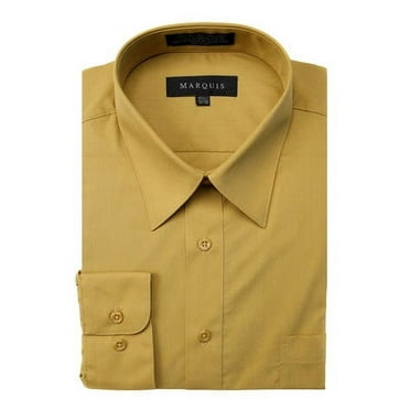 Traditional Plain Solid Color Mustard Men's Dress Shirt main image 0