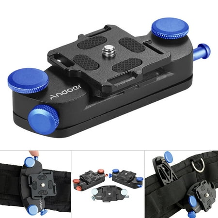Quick Release Camera Mount (Andoer Metal Quick Release Camera Waist Belt Strap Buckle Button Mount Clip for Canon Nikon Sony DSLR Cameras Max. Load Capacity)