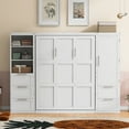 thumbnail image 2 of MODERNLUXE Queen Size Murphy Bed,120-inch Larger Space-Saving Wall Bed with Closet,5 Drawers and 3 Shelves,Foldable Platform Bed Vertical Wall Bedfram for Small Space,Bedroom,Guest Room,White, 2 of 7