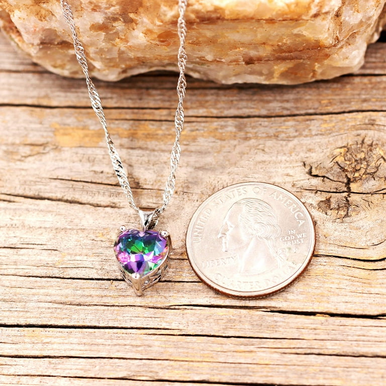 Uloveido 10mm Simulated Mystic Topaz Rainbow Heart Cubic Uloveido 10mm Simulated Mystic Topaz Rainbow Heart Cubic