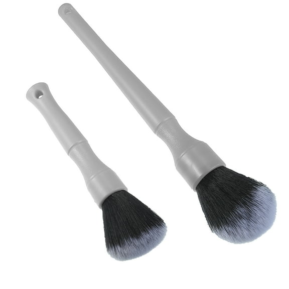 2pcs Car Detailing Brushes Set Care Synthetic Bristles PBT Detail Brush for Cleaning Wheels Engine Gray 155mm 230mm