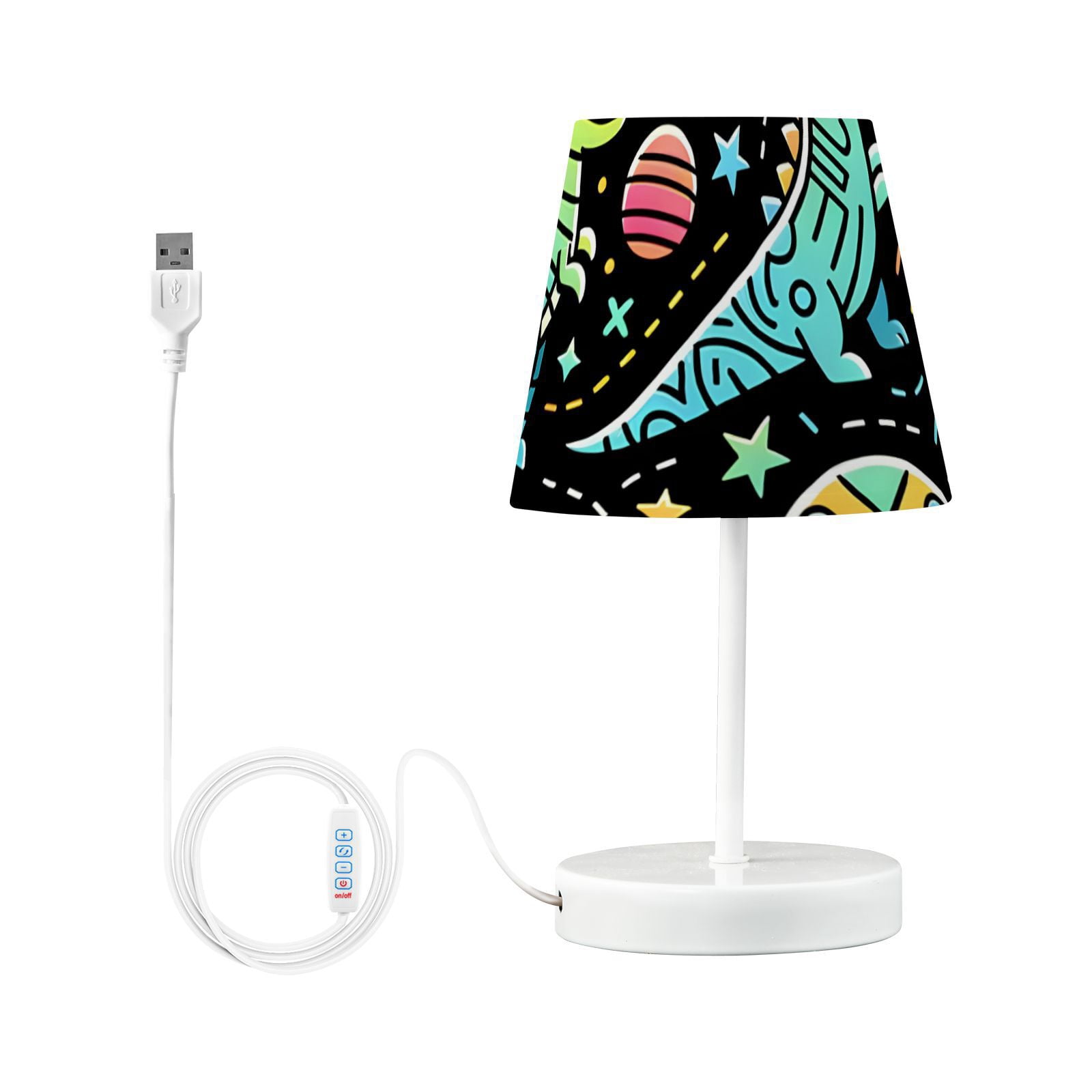 Cute Colorful Line Dinosaurs LED Desk Lamp Table Lamp USB Bedside Nightstand Small Lamp for Bedroom Living Room Kids Room