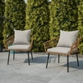 thumbnail image 2 of Flash Furniture Evin Set of 2 Boho Indoor/Outdoor Rope Rattan Wicker Patio Chairs with Gray All-Weather Cushions, Natural, 2 of 13