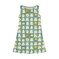 thumbnail image 3 of DORKASM Kids Easter Bunny & Print Light Gray Sleeveless Swing Dress: Casual Vest Dress Light Green 120, 3 of 5