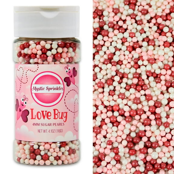 Mystic Sprinkles Love Bug Sugar Pearls 4.1 Oz Bottle