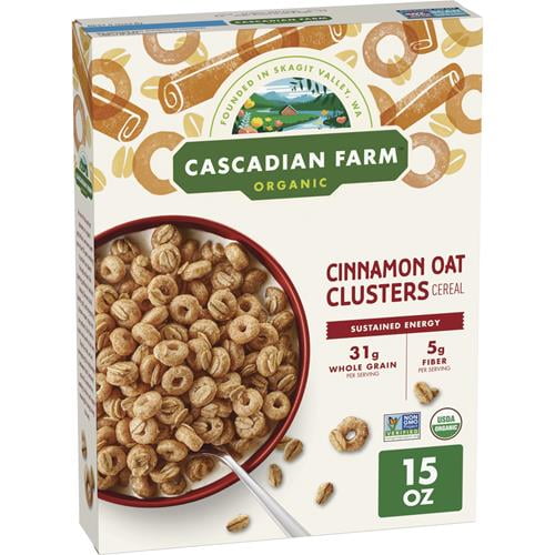 Cascadian Farm Organic Cinnamon Oat Clusters Breakfast Cereal, Made With Whole Grain, Non-Gmo, 15 Oz - Pack of 2