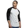 thumbnail image 4 of DailyWear Mens Casual 3/4 Sleeve Plain Baseball Cotton T Shirts BLK/WHT, 3XLarge, 4 of 4