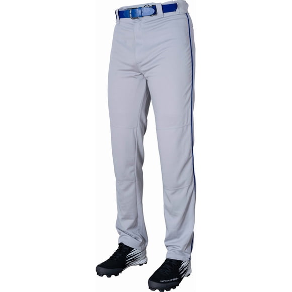 Pantalones de Béisbol Juveniles Rawlings para Niños, Color Gris con Ribete Azul Real, Talla Pequeña