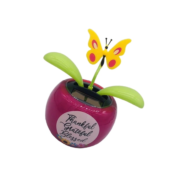 Inteprter Maceta con energía Solar, adornos que sacuden el baile, de alféizar, decoraciones para coche, girasol, vehículo, oficina en casa Decoración del hogar mariposas Inteprter HA044867-03