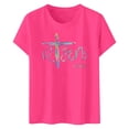 thumbnail image 6 of CAIXIA Easter Day Shirt Women Women T Shirts Short Sleeve Bunny Carrots Graphic Tee Crew Neck Easter Bunny Short Sleeve Shirts Tops for Women, 6 of 6