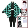 thumbnail image 1 of Demon Slayer Kimono Kamado Tanjirou Cosplay Costume Halloween Anime Uniform Set For Adult Kids V 7 piece set 130, 1 of 5