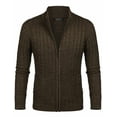thumbnail image 3 of COOFANDY Men's Full Zip Cardigan Sweater Slim Fit Cable Knitted Zip Up Sweater with Pockets, 3 of 8