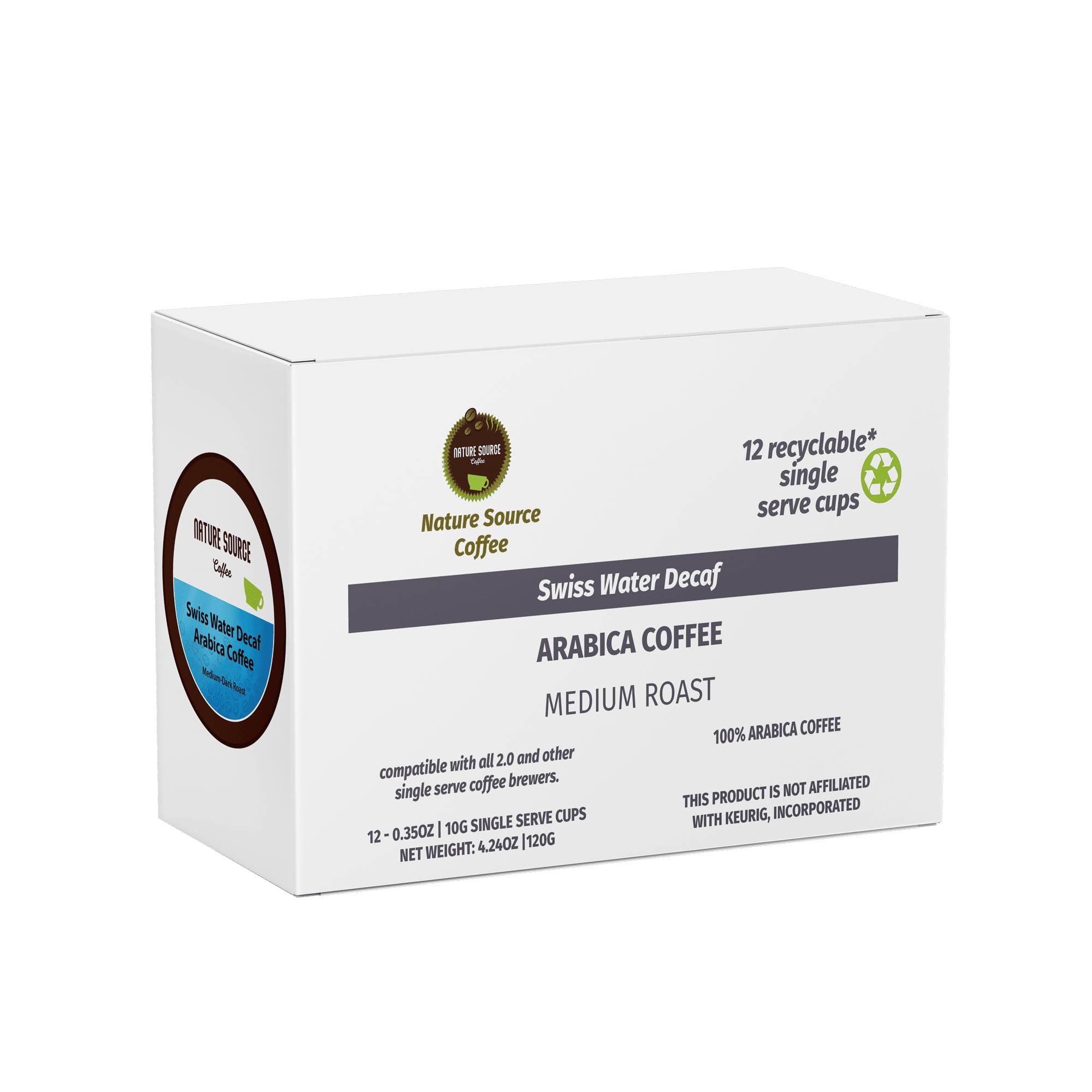 Swiss Water Decaf Coffee | Single Origin | Organic | Single Serve Cups, 0.35oz | Fresh Roasted