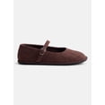 thumbnail image 2 of Wonder Nation Toddler, Little and Big Girls Faux Suede Whipstitch Ballet Shoes, 2 of 4