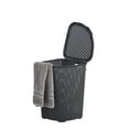 thumbnail image 1 of Plastic Corner Laundry Hamper With Lid Curved Designed Laundry Basket Triangle Grey Cloths Hamper Organizer With Cut-Out Handles For Laundry Room Bedroom Bathroom Wicker Design 50 Liter, 1 of 5