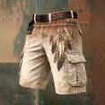 thumbnail image 2 of Summer Mens Cargo Shorts Ethnic Print Loose Fit Trousers Travel Hiking Casual Athletic Beach Shorts With Pockets, 2 of 3