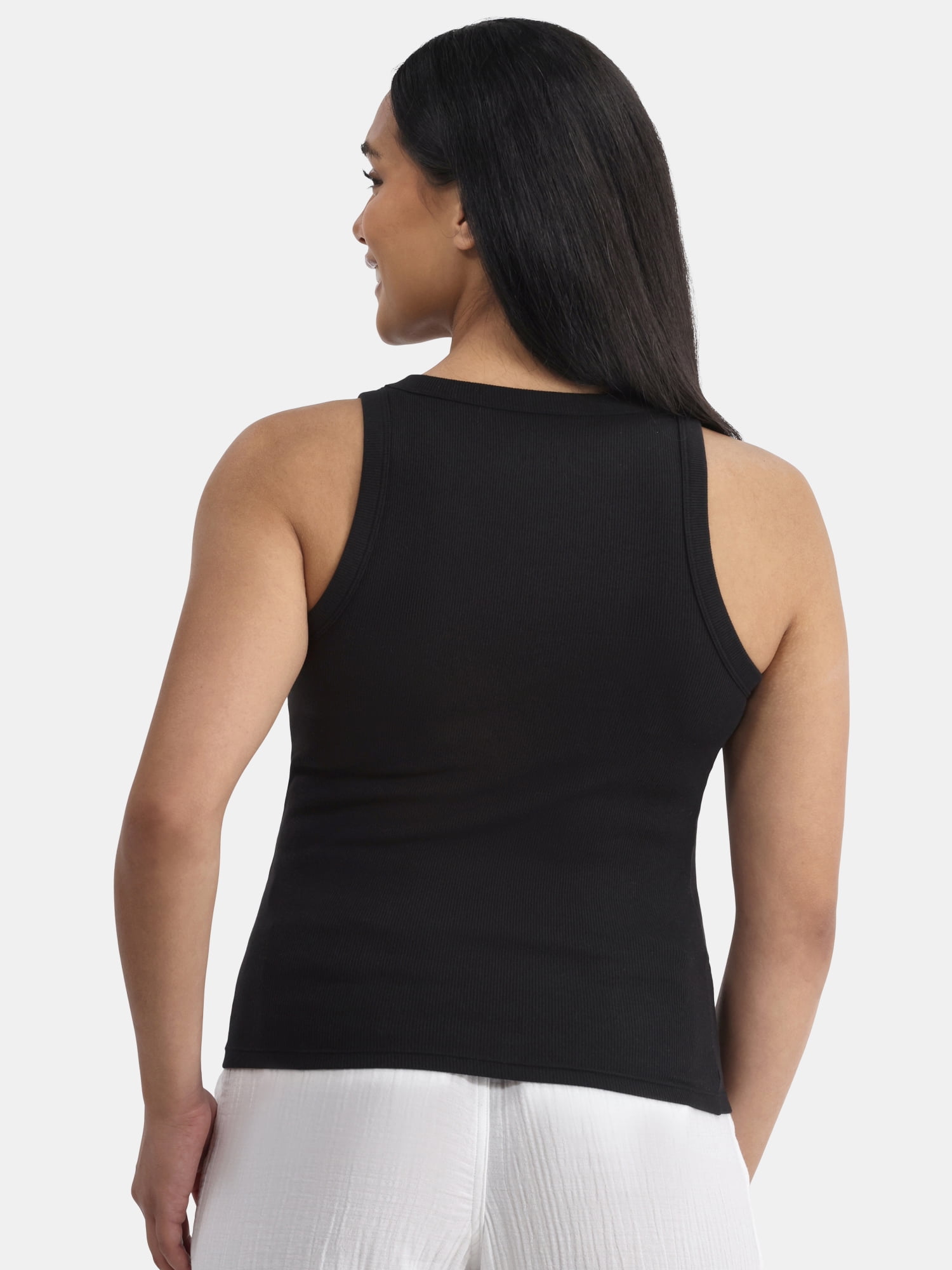 Time and Tru Women's High Neck Ribbed Tank Top, Sizes XS-XXXL
