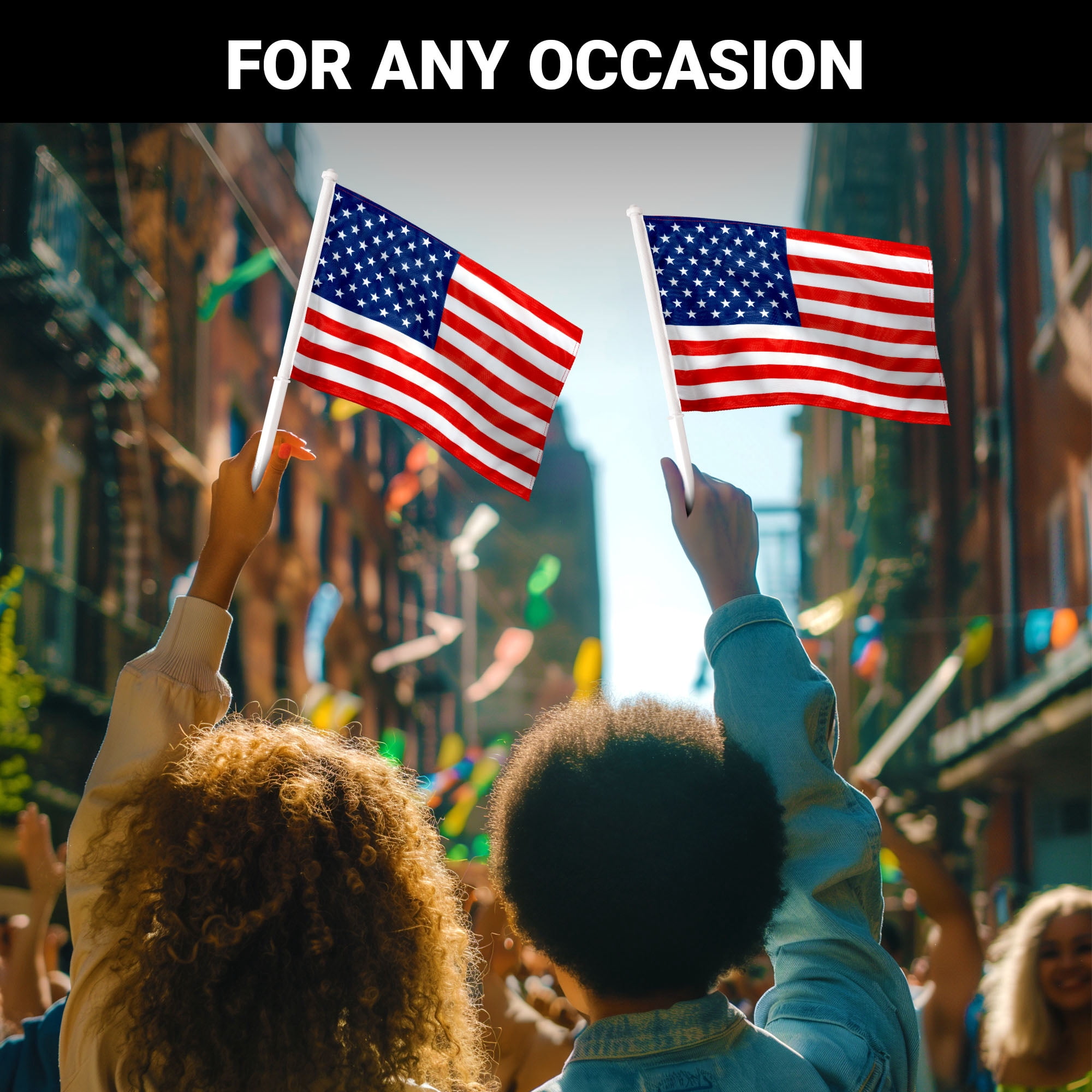 G128 2 Pack: American USA Car Flag | 11x17 In | Double LiteWeave Pro Series Double Sided Printed 150D Polyester | Flagpole Included | Perfect for Festival Celebrations, Parades
