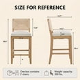 thumbnail image 7 of Boho Bar Stools Set of 2, Natural Wood Counter Height Stools, Beige Upholstered Farmhouse Barstools with Woven Backrest, Kitchen Island Chairs, Sillas para Barra de Cocina, 7 of 7