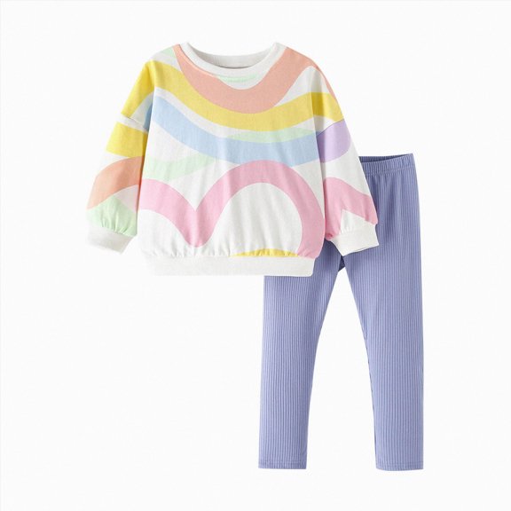Girls Suit Fall And Winter Sweet Crewneck Hoodie Slim Fit Trousers Suit Casual Comfortable 4-5 Years