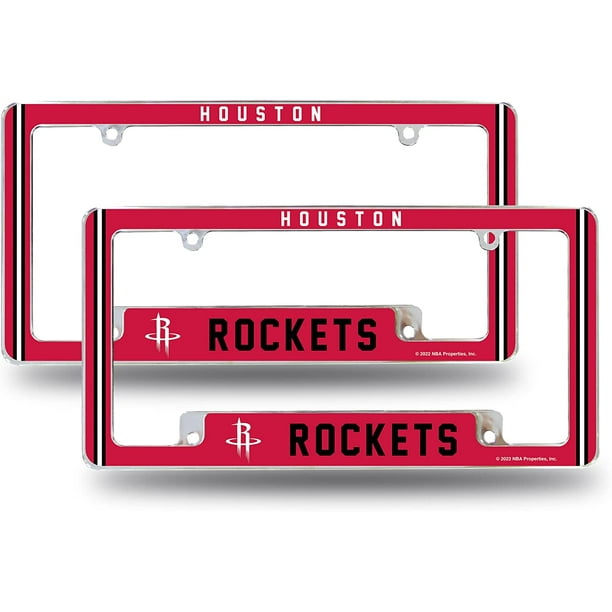 Houston Basketball Rockets (Set of 2) Chrome Metal License Plate Frames ...