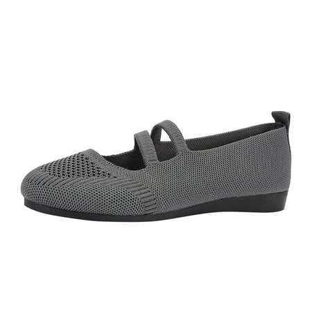 

Cathalem Ladies Fashion Solid Color Breathable Knitting Comfortable Flat Casual Shoes Grey 39