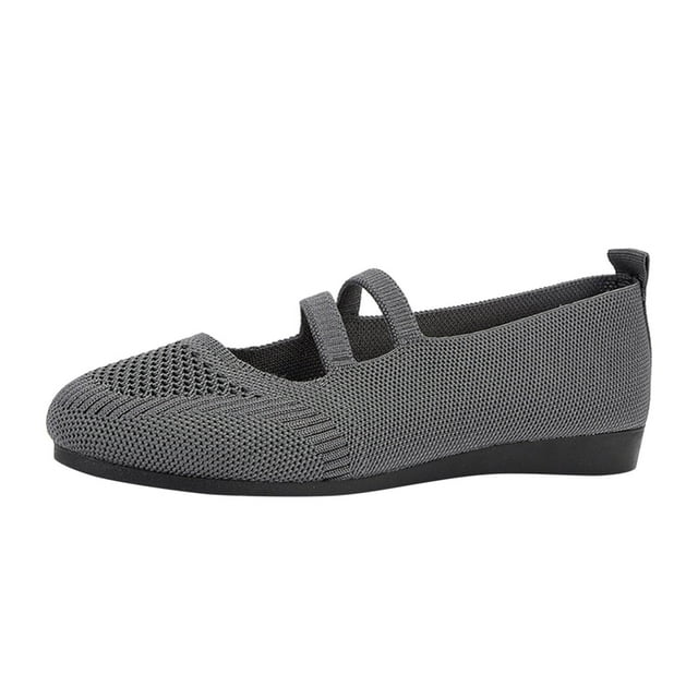 Kcodviy Chaussures Respirantes Unies pour Femmes Décontractées à Enfiler en Tricot Confortables Plates Décontractées pour Femmes à Lacets Chaussures Décontractées