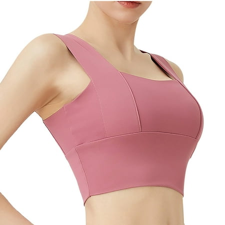 Yoga Sports Bras for Women Training Sports Underwear Running Bralettes Yoga High Strength Shock-Proof Sports Bra V-Neck Push-up Bra Hook and Eye Closure Full-Figure Bra Style Y-549   Pink-b S
