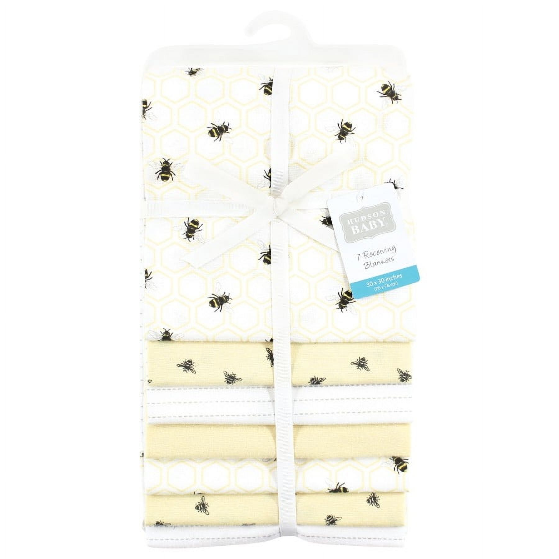 Hudson Baby Cotton Poly Flannel Receiving Blankets Bundle, Honey Bee, One Size