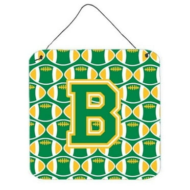 Letter B Football Green & Gold Wall or Door Hanging Prints