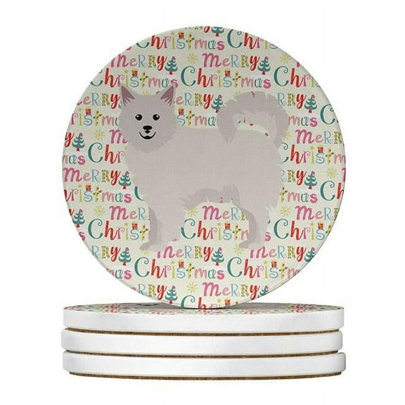 Italian Spitz Merry Christmas Large Sandstone Coasters Pack of 4 4 in x 4 in
