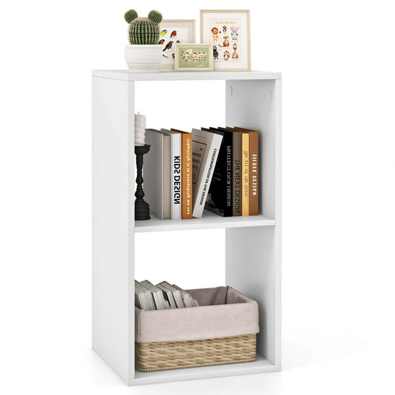 Costway 2-Cube Bookcase Open Back Bookshelf with Anti-tip Kit Modern Style Organizer
