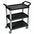 thumbnail image 2 of Luxor Black 3-Shelf Plastic Serving Utility Cart, 200 Lb. Capacity, 33-1/2"L x 16-3/4"W x 36-3/4"H, 2 of 3
