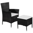 thumbnail image 1 of vidaXL Outdoor Chair and Stool with Cushions Poly Rattan Black, 1 of 3
