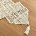 thumbnail image 3 of Table Runner Beige Christmas Crochet Lace Cotton Blended Fabric with Tassel For Coffee Table Decor Wedding Decoration, 3 of 6