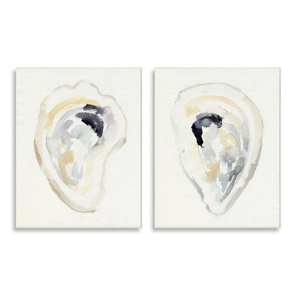 Stupell Industries Abstract Watercolor Detail Oyster Clam Shell Wood Wall Art, 13 x 19, Design by Victoria Barnes