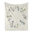 thumbnail image 1 of Dragonfly Soft Flannel Fleece Blanket, Dragonflies in Circular Formation Hand Drawn Woodland Animals with Retro Effect, Cozy Plush for Indoor and Outdoor Use, 50" x 60", Multicolor, by Ambesonne, 1 of 6