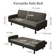 thumbnail image 5 of Resenkos Modern Fabric Sofa Couch Upholstered Futon Sofa Bed Loveseat, Tapered Metal Legs in Brown Color, 5 of 8