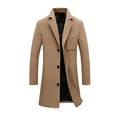 thumbnail image 2 of SHENGXINY Women's Mid Length Notched Lapel Pea Coat Single Breasted Trench Coat Texture Fall Winter Warm Overcoat Clothes Khaki S, 2 of 9
