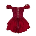 thumbnail image 6 of NordicNest Women's Off Shoulder Corset Dress Ruffle Hem Lace Up Mini Dress Gothic Outfits for Halloween, 6 of 6