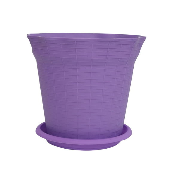 Purple 18.7cm Diameter Plastic Flower Pot Plant Planter Home Office